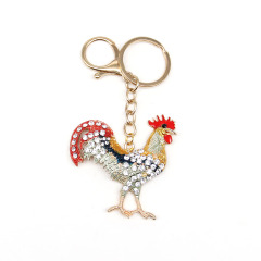 Fashion Rhinestone Animal Cock Crystal Rooster Shape Keyring Charm Keychain