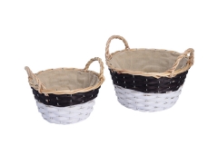 Set of 2 wood slice storage baskets