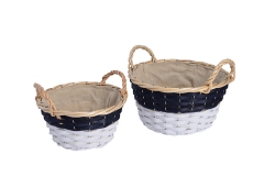 Set of 2 wood slice storage baskets