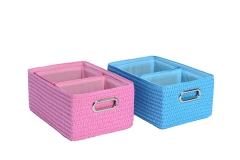 Set of 3 PP straw storage baskets