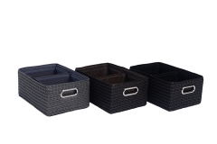 Set of 3 PP straw storage baskets