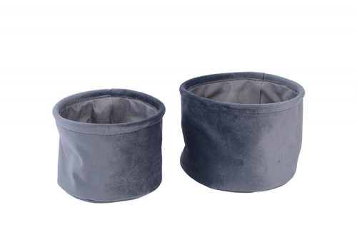 Set of 2 velvet storage baskets