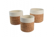 Cotton rope & cork baskets