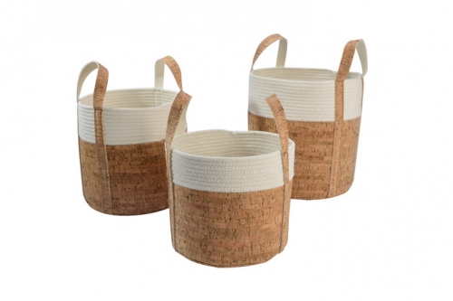 Cotton rope & cork baskets