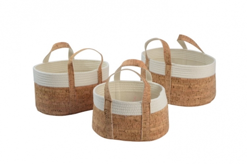 Cotton rope & cork baskets