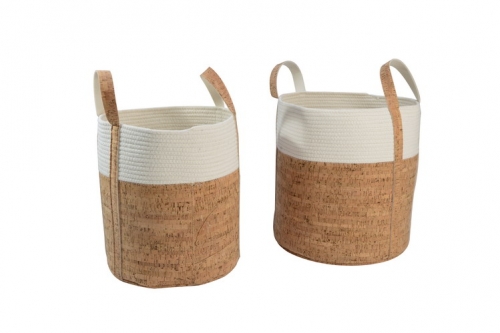 Cotton rope & cork baskets
