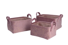 Set of 3 velvet baskets with printing