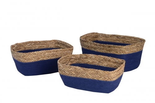 Set of 3 matgrass and paper rope baskets