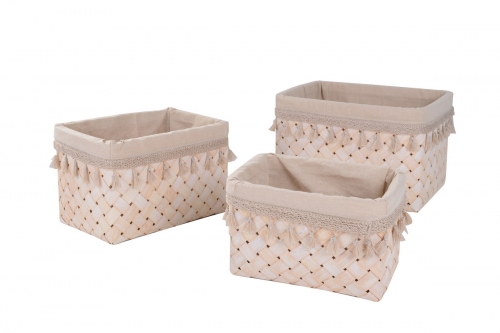 Set of 3 wood slice baskets