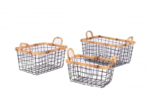 metal storage baskets, set of 3