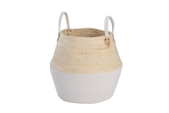 Foldable maizeleaf and cotton rope baskets