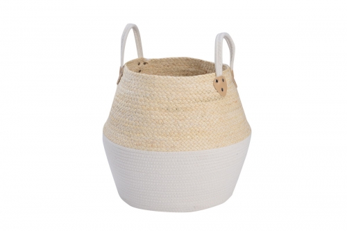 Foldable maizeleaf and cotton rope baskets