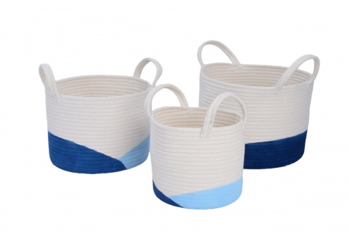 Set of 3 cotton rope storage baskets