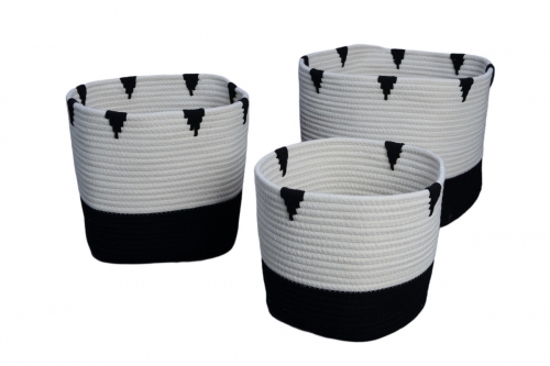 Set of 3 cotton rope storage baskets