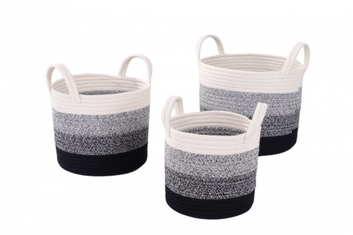 Set of 3 cotton rope storage baskets