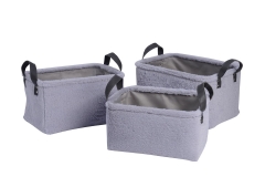 Set of 3 velvet storage baskets