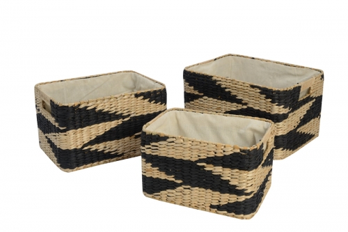 Set of 3 rush and paper storage baskets