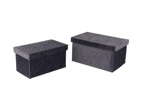 Set of 2 velvet boxes with quilting