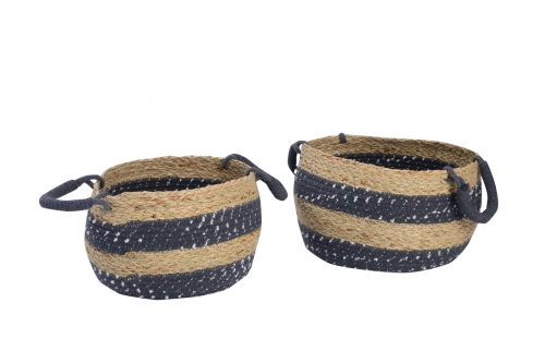 Set of 2 seagrass and cotton rope baskets