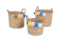 Set of 3 seagrass storage baskets