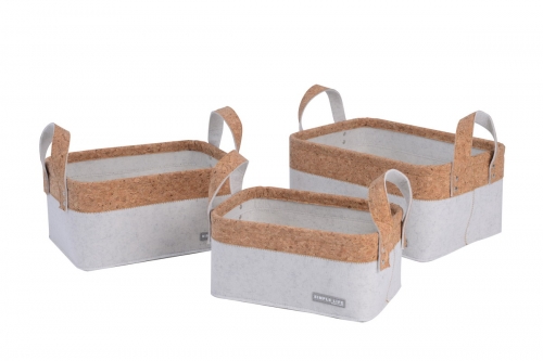 felt and cork storage baskets,set of 3