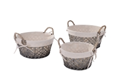 Set of 3 wood slice baskets