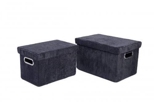 Set of 2 corduroy storage baskets