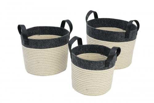 Set of 3 cotton rope storage baskets