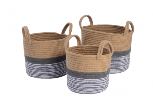 Set of 3 cotton rope storage baskets