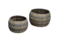 Set of 2 rush and paper storage baskets