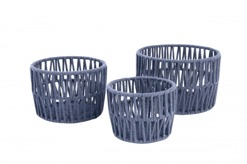 Set of 3 cotton rope woven baskets