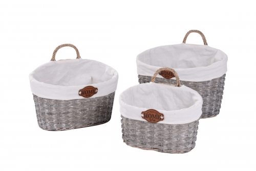 Set of 3 wood slice hanging baskets