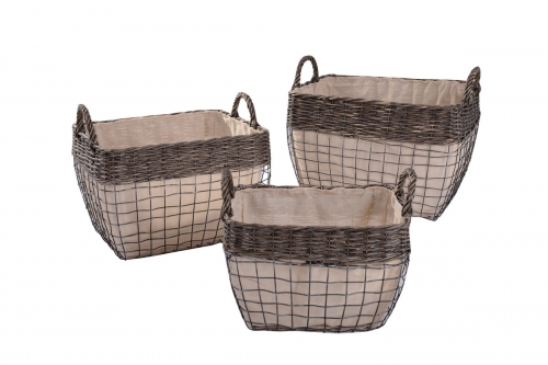 metal storage baskets, set of 3