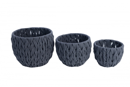 Set of 3 cotton rope woven baskets