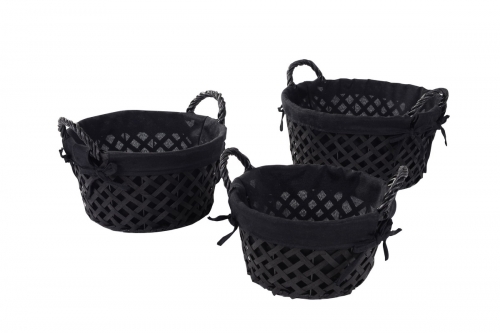 Set of 3 wood slice baskets