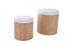 Set of 2 bamboo ottoman