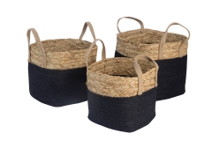 Set of 3 matgrass and paper rope baskets