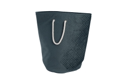 Velvet laundry hamper with embossing