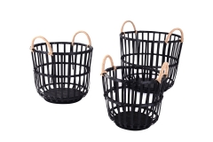 Set of 3 wood slice baskets