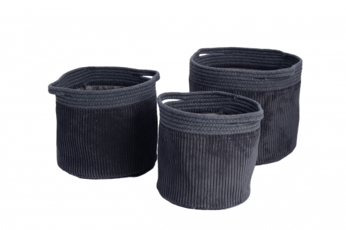 Set of 3 corduroy storage baskets