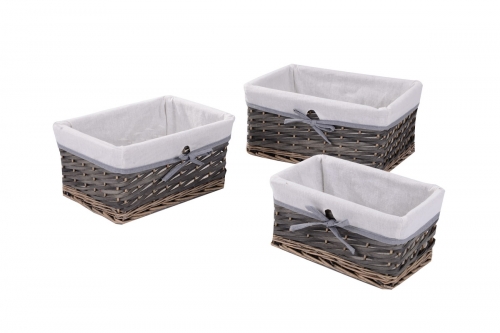 Set of 3 wood slice baskets