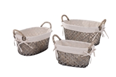 Set of 3 wood slice baskets