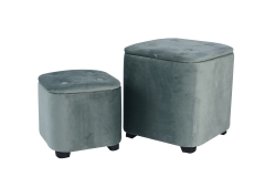 Set of 2 velvet storage ottoman