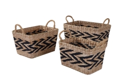 Set of 3 rush and paper storage baskets