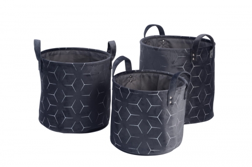 Set of 3 velvet baskets with printing