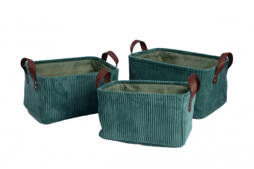 Set of 3 corduroy storage baskets