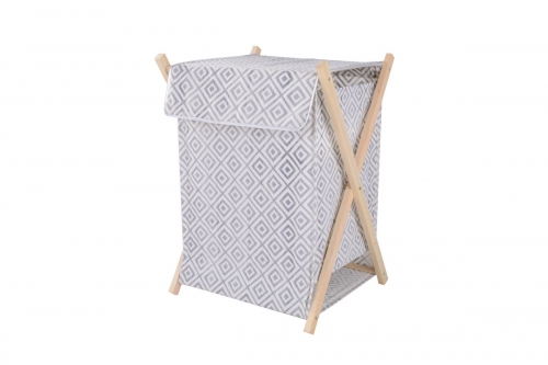 Foldable wooden laundry hamper