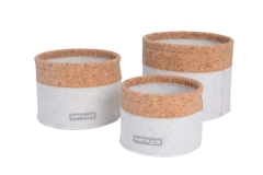 Set of 3 cork and felt storage baskets