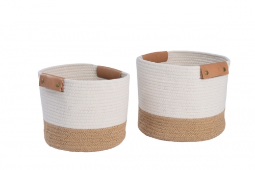 Set of 2 cotton rope storage baskets