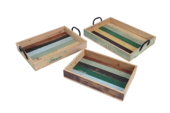 Set of 3 recycled wood tray